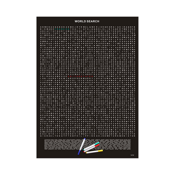 196 Countries Word Search Puzzle Poster