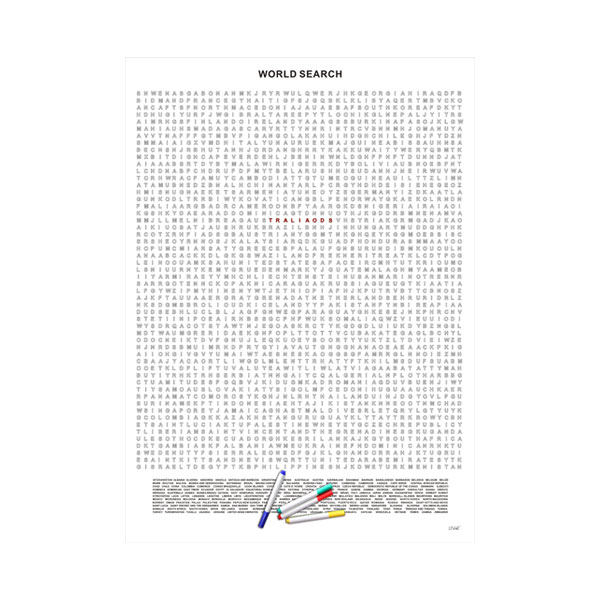 196 Countries Word Search Puzzle Poster