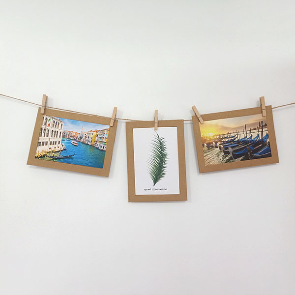 Kraft Paper Photo Frame with Wooden Clips 