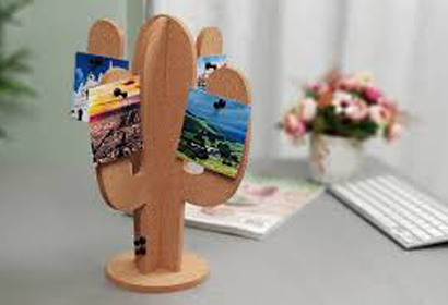 Cork Cactus Tabletop Photo Holder