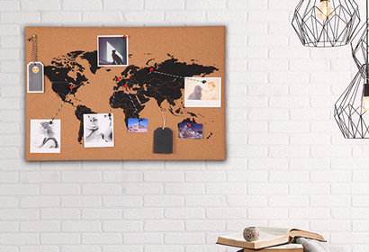 Frameless World Map Cork Board