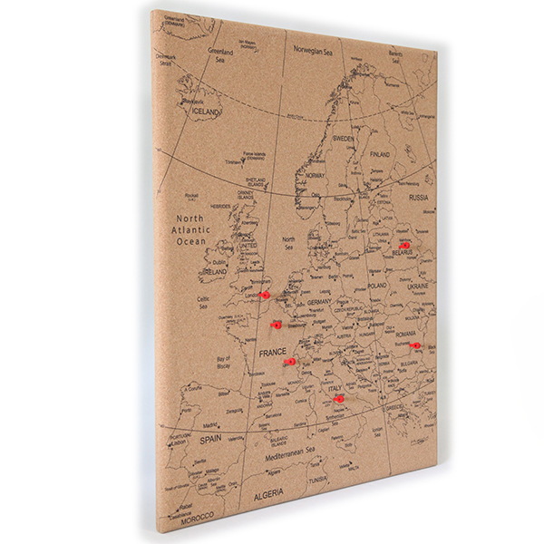 Continental Map Cork Board