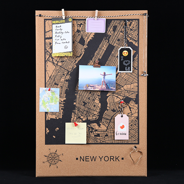 Frameless New York City Map Cork Board