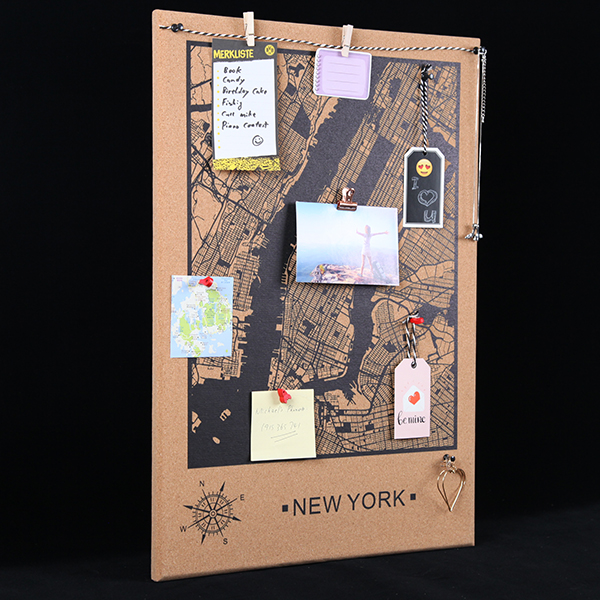 Frameless New York City Map Cork Board