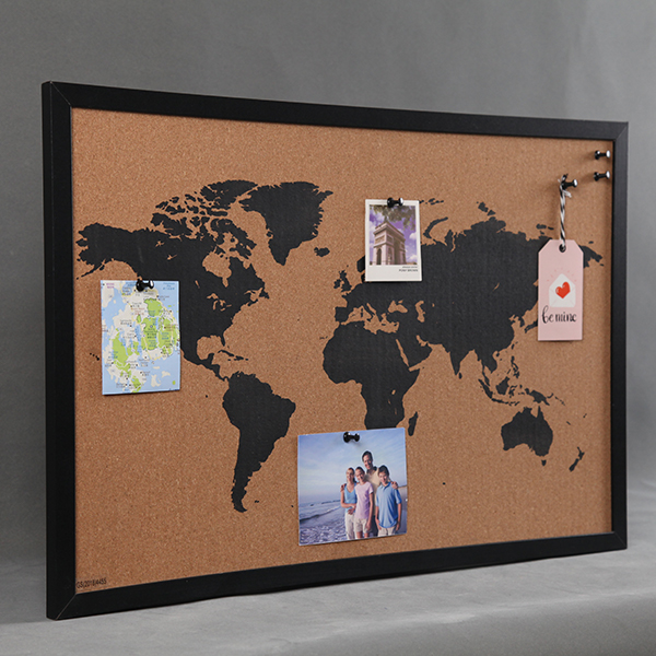 Framed World Map Pin Board