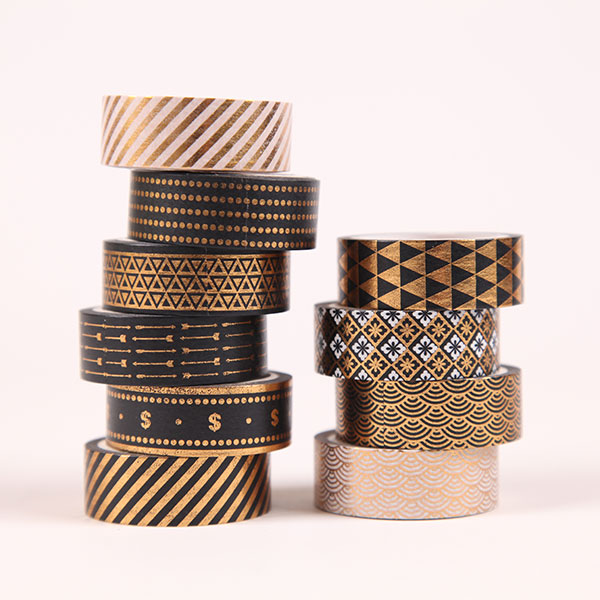 Gold Foil Spot Black Washi Tape