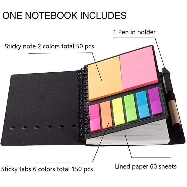 Spiral Notebook with Sticky Notes